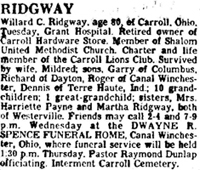 Obituary from the ? paper